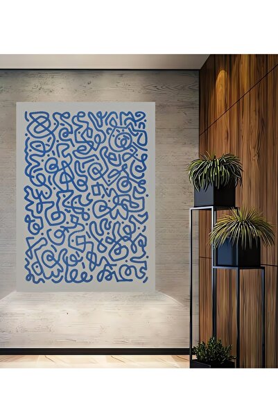 Teona Ahşap Tablou decorativ din lemn dreptunghiular Dansul liniilor albastre