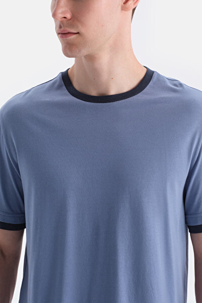 Eros Navy Blue Six Stripes T-Shirt Shorts Set