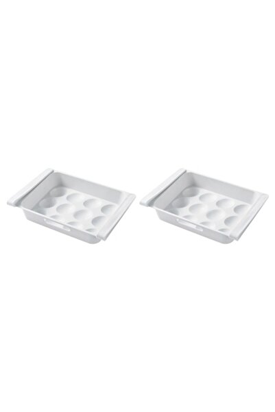 NO BRAND Set organizator frigider, Pentru oua, Extensibil, 25x18x5 cm, Alb