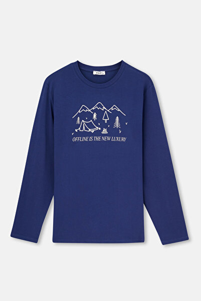 Eros Синій чоловічий піжама з довгими рукавами Tk.