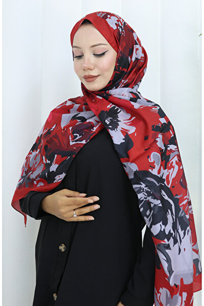 sefamerve Şal moale cu model 70318-18 Roşu Negru