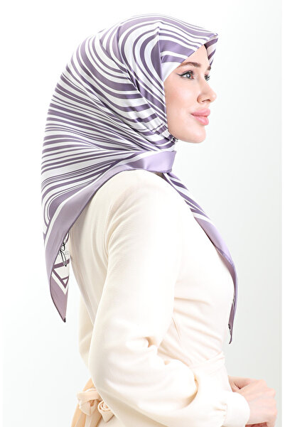 sefamerve Ψηφιακό Φουλάρι Ραγιόν 70301-01 Λιλά