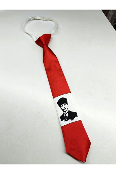GallanD Tie for 3-4 Year Old Children with Crescent Moon, Star, and Ataturk Pattern, Fixed Tie.