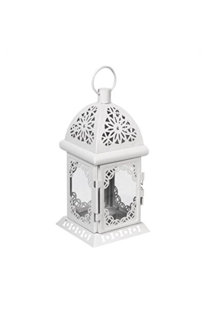 Wenko Διακοσμητικό Μεταλλικό Φανάρι με Κηροπήγιο, Λευκό, 10x10x21 εκ.