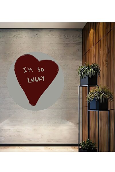 Teona Ahşap Tablou decorativ din lemn dreptunghiular inimă roșie sunt norocos