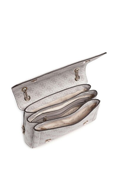 Guess Kadın Monogram Desenli Zincir Askılı Omuz Çantası - Vizon