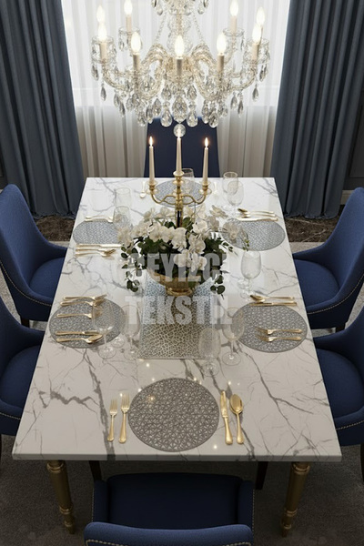 Çt Çeyizci Tekstil American Placemat, 1 Runner 6 Plate Food Service Set, Tablecloth Set, Service Presentation Set