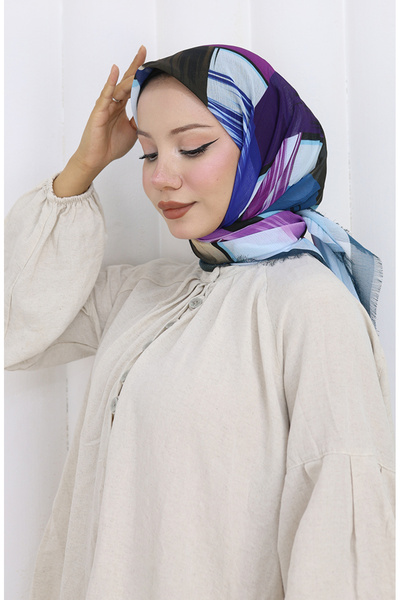 sefamerve Digital Printed Scarf 70320-02 Light Petrol Magenta