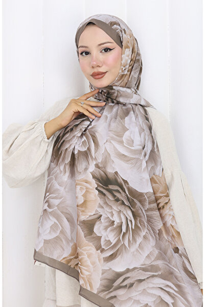 sefamerve Bawełniany szal w wzory 70322-06 Vizon