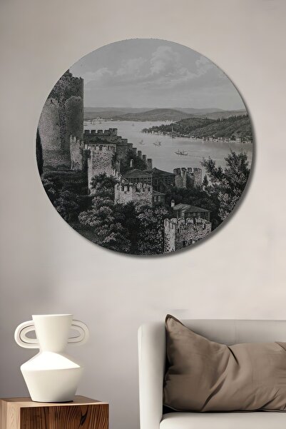 Teona Ahşap Tablou decorativ rotund din lemn peisajul Rumeli Hisar