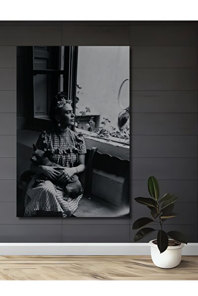 Teona Ahşap Dekoratif Ahşap Dikdörtgen Tablo Frida Kahlo Pencerede