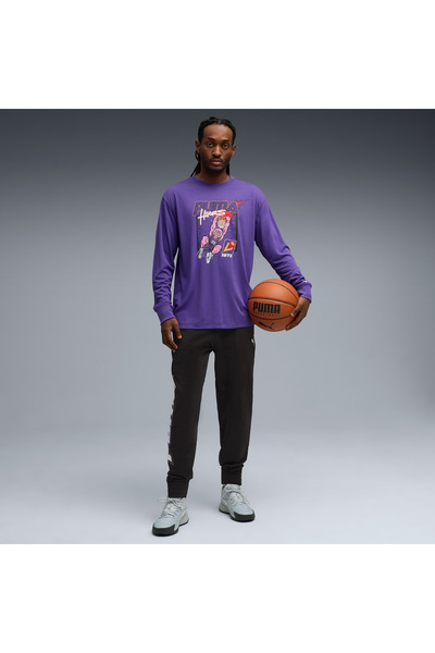 Puma Hoopstel Ls Men's Purple Basketball T-Shirt