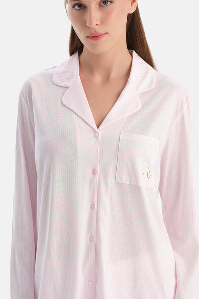 Eros Light Pink Striped Shirt Pants Set