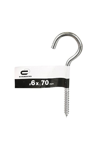 STANDERS Șurub pentru lemn cu inel deschis, oțel placat cu zinc, 6 x 70 mm