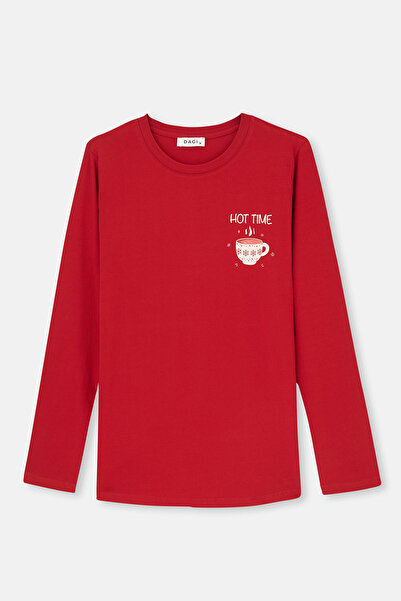 Eros Red Women's Long Sleeve Pajamas Tk.