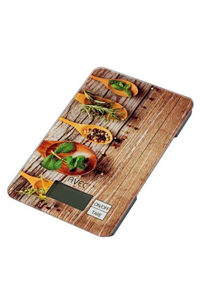 ANTBRO Cântar digital de bucătărie Antbro®, suprafață de sticlă cu model cu i...