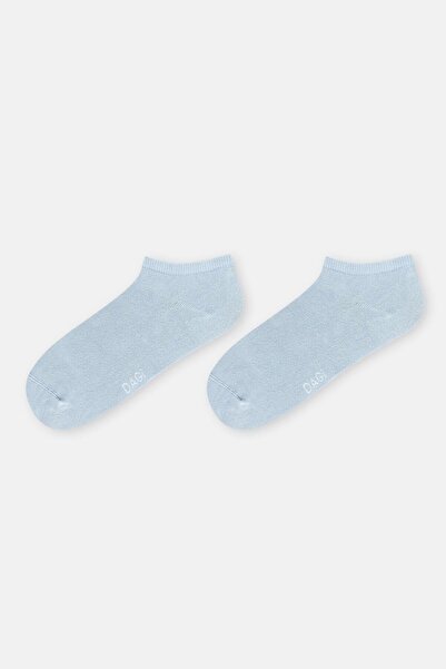 Eros White-Blue Women's 2-Piece Bamboo Basic Booties Socks