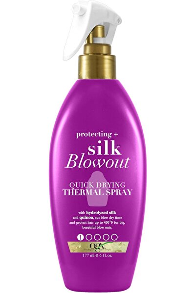 OGX Quick-Drying Spray for Hair Preparation and Heat Protection, Protect + Silk Blow Out by 6 oz