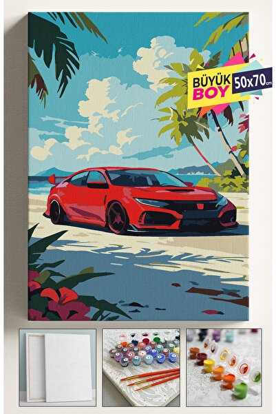 Corvo Sayılarla Boyama Seti Numaralı Tuval Fırça Boya Dahil Kasnaklı Set 50x7...