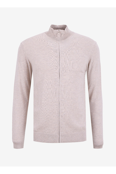 Fabrika Bej Melanj Erkek Hırka F5WM-HRK 2578