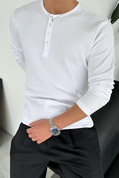 HAFKAGİYİM Μακρυμάνικο μπλουζάκι με λευκό κορδόνι με κουμπιά