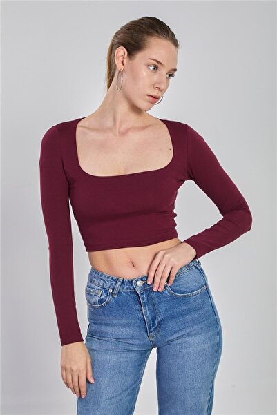 BARRELS AND OIL Women's Square Neck Bodysuit - Burgundy