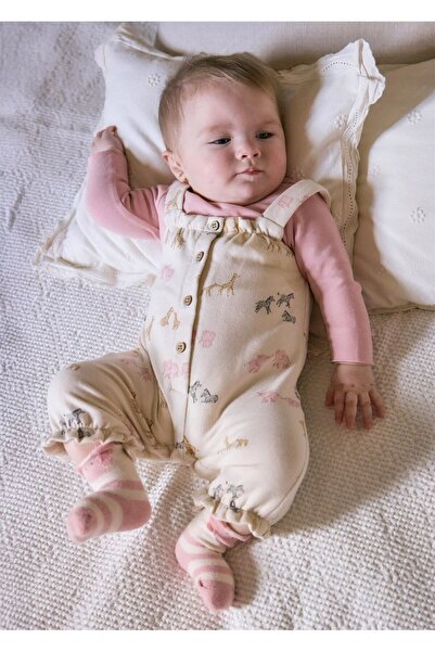 MAYORAL Baby Girl Patterned Jumpsuit Bodysuit Set Pink 2606