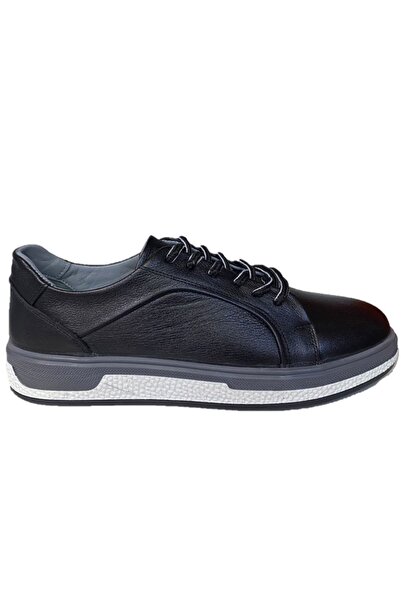 Shubuu Men's Black Genuine Leather Lace-Up Casual Shoes Non-Slip Sole Orthope...