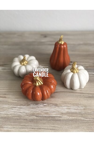 The Lavender Candle El yapımı Gold detaylı turuncu-bej kabak