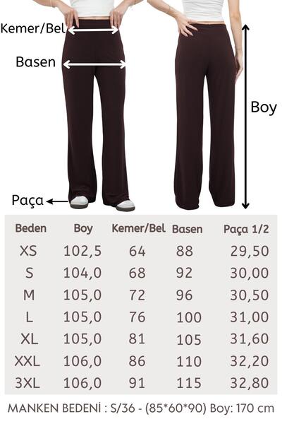 penyebizden Nira Kadın Maxi Boy İspanyol Paça Viskon Pantolon-Kahverengi