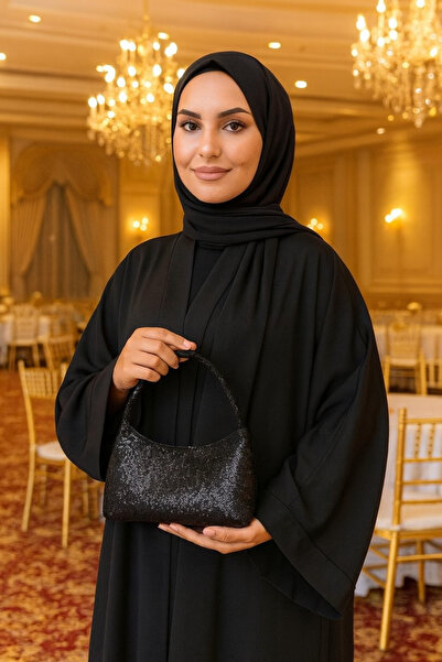 H&D COLLECTİON حقيبة سهرة سوداء للنساء من بوتينجا مع حزام سلسلة، حقيبة يد صغيرة لامعة لحفلات السهرة