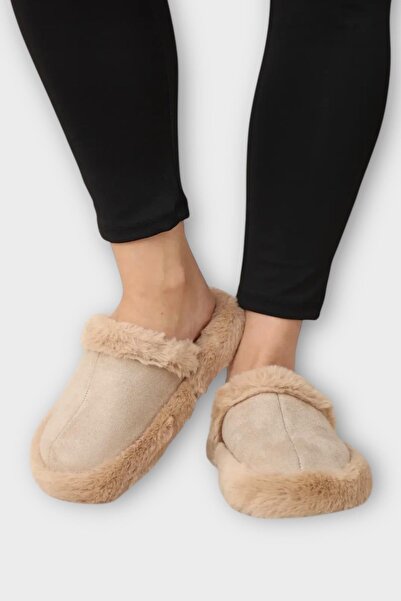 Liger Γυναικείες παντόφλες σπιτιού με βελούδινη λεπτομέρεια ΜΠΕΖ