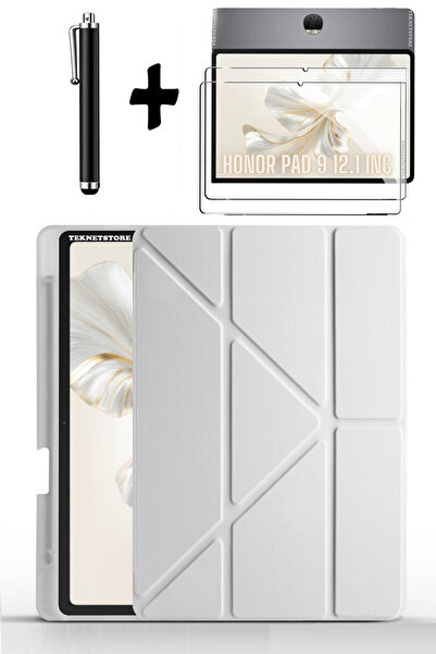TEKNETSTORE Honor Pad 9 12.1 İnç Uyumlu Kalem Bölmeli Standlı Silikon Kılıf + Ekran Koruyucu + Kalem 3'lü Set