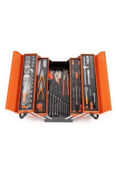 ROMSHOP Tool kit 85 pieces 4 drawers metal black orange