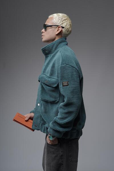 king brich Πλεκτό μπουφάν με λογότυπο με λεπτομέρεια και κλείσιμο με κουμπιά