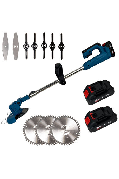 TEHNOSHOP Electric brushcutter 36V 2 batteries 7 blades 3 discs