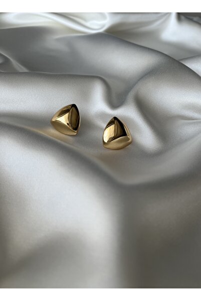Stainlless Steel Üçgen Model Kadın Gold Çelik Küpe