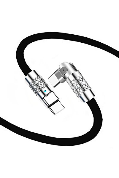 Timebox Cablu de date și încărcare rapidă 120W, rotație la 180 de grade, QC 3.0, tip C la USB-C, 1,5 m, indicator LED