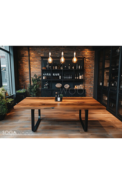 SOGAWOOD Doğal Masif Ceviz Ahşap Yemek Masa Tablası - Düz Kenar - 90x60