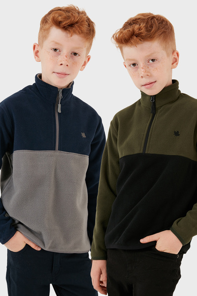 Lela Soft Textured Half Zip Color Block Stand Collar 2-Pack Fleece Children's Polar 5905004S2