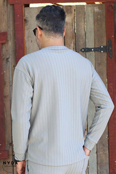 Nyda Collections Men's Corduroy Striped Seasonal Long Sleeve Sweatshirt