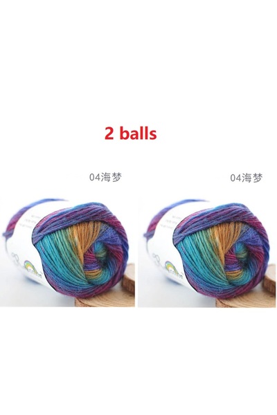 Choice color 4 (2 balls) 100% Wool Yarn Rainbow Color for Hand Knitting Croch...