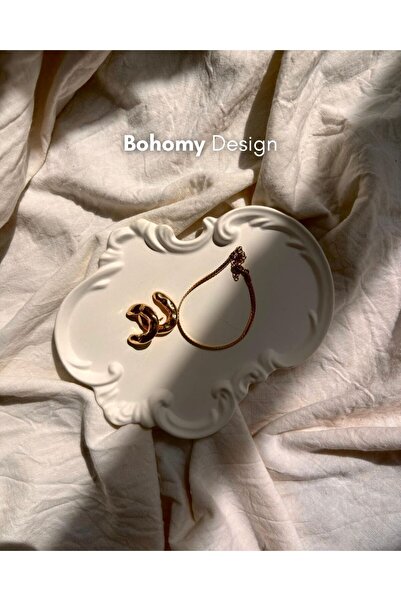 Bohomy Design Vintage Antik Takı Tabağı, Dekoratif Takı Tabağı, Çekim Tabağı, Sunumluk (Wax VERNİKLİ)