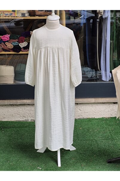 Nurul kisve Sade Robalı Müslin Elbise