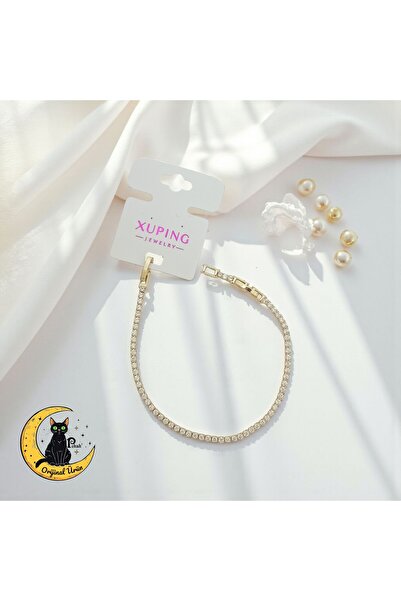 XUPING JEWELRY 14K Zirkon Taşlı Su Yolu Vip Lux Bileklik