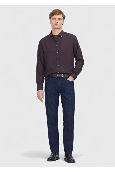 Ramsey Plum Plain Woven Casual Shirt