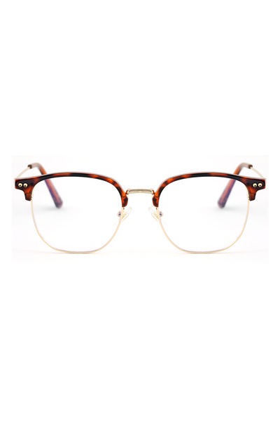 Angel Eyes Unisex Metal Leopard Pattern Framed Computer Glasses Blue Light Protective Clear Lens