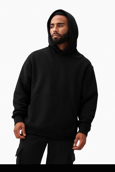 BENROMA سترة رياضية بقلنسوة للجنسين مصنوعة من القطن الممشط بثلاث خيوط