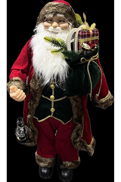 Next Plus Santa in Town Santa Claus 120cm Detailed Large Size Christmas Decorative Ornament with Hat and Lantern