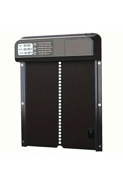 zola Automatic door for chicken coop, LED display, IP45, sensor, aluminum, batteries, 33 x 26 cm, black